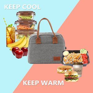 New Insulated Lunch Bag for Women Men Grey Lunch Box Reusable Teens Thermal Lunc